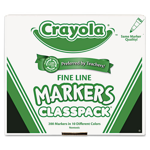 Fine Line Classpack Non-Washable Marker, Fine Bullet Tip, Assorted Colors, 200/Box