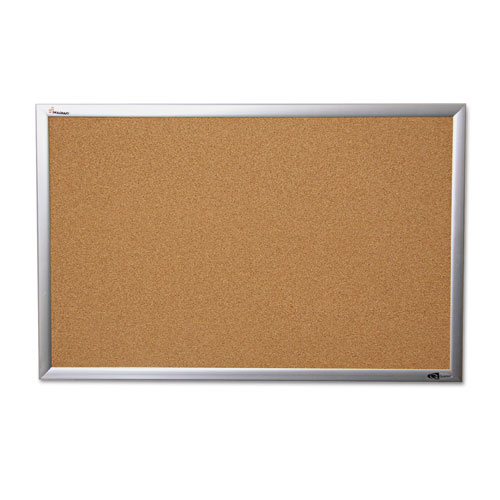 7195014840010 SKILCRAFT Quartet Cork Board, 48 x 36, Tan Surface, Silver Anodized Aluminum Frame