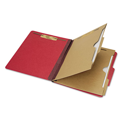 7530016006972 SKILCRAFT Pocket Classification Folder, 2" Expansion, 2 Dividers, 6 Fasteners, Letter Size, Dark Red, 10/Box