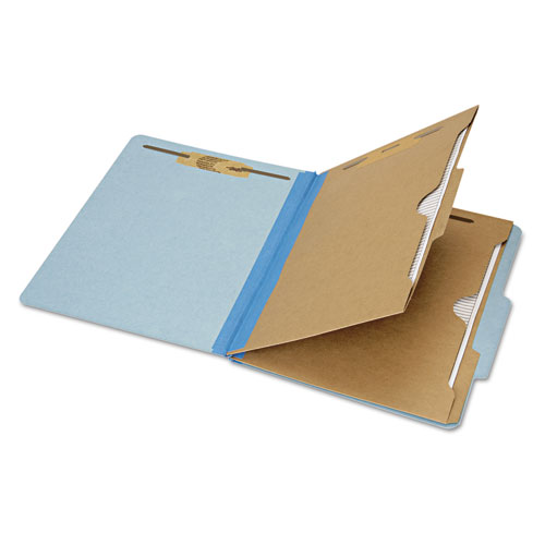 7530016006984 SKILCRAFT Pocket Classification Folder, 2" Expansion, 2 Dividers, 6 Fasteners, Letter Size, Light Blue, 10/Box