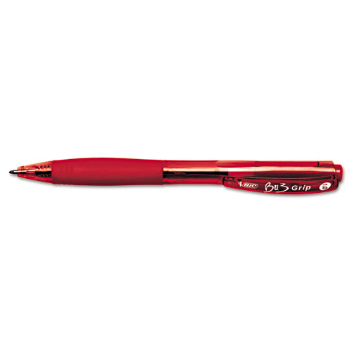 BIC® BU3 Retractable Ballpoint Pen, Bold, 1.0mm, Red, Dozen