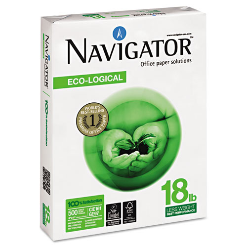 Navigator® Eco-Logical Paper, 97 Brightness, 18 lbs., 8-1/2 x 11, Bright White, 5000/Carton