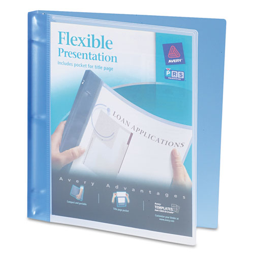 Flexible View Binder with Round Rings, 3 Rings, 0.5" Capacity, 11 x 8.5, Blue