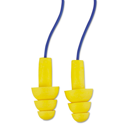 E-A-R UltraFit Reusable Earplugs, Corded, 25 dB NRR, Blue/Yellow, 200 Pairs