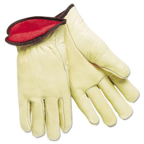 Premium Grade Leather Insulated Driver Gloves, Cream, X-Large, 12 Pairs
