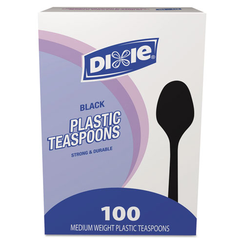 Plastic Cutlery, Heavy Mediumweight Teaspoons, Black, 1,000/Carton