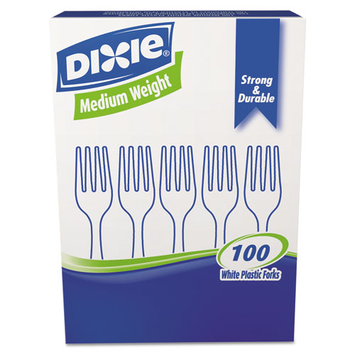 Image of Dixie® Plastic Cutlery, Heavy Mediumweight Fork, 1,000 Carton
