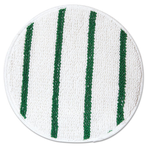 Low Profile Scrub-Strip Carpet Bonnet, 17 Diameter, White/Green