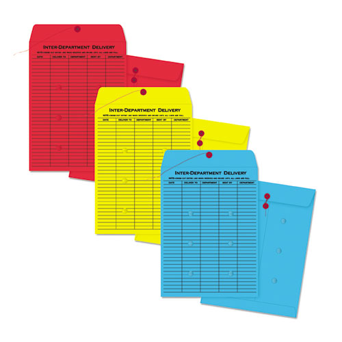 Red 10 x 13 Quality Park Colored Paper String & Button Interoffice Envelope 100/Box 