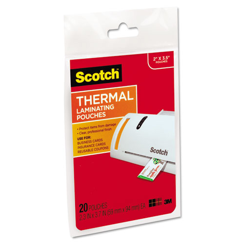 Image of Scotch™ Laminating Pouches, 5 Mil, 3.75" X 2.38", Gloss Clear, 20/Pack