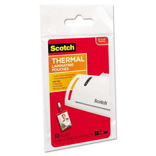 Image of Scotch™ Laminating Pouches, 5 Mil, 2.25" X 4.25", Gloss Clear, 10/Pack