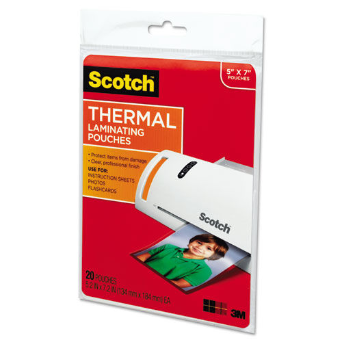 Image of Scotch™ Laminating Pouches, 5 Mil, 5" X 7", Gloss Clear, 20/Pack