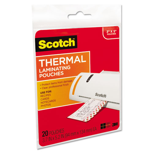 Image of Scotch™ Laminating Pouches, 5 Mil, 5.38" X 3.75", Gloss Clear, 20/Pack