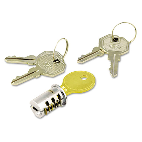 Key-Alike Lock Core Set for Alera Metal Lateral File Cabinets, Steel Desks, Brushed Chrome