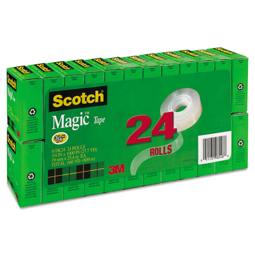 Scotch Magic Tape Value Pack, 1 Core, 0.75 x 83.33 ft, Clear, 20/Pack (MMM810K20)