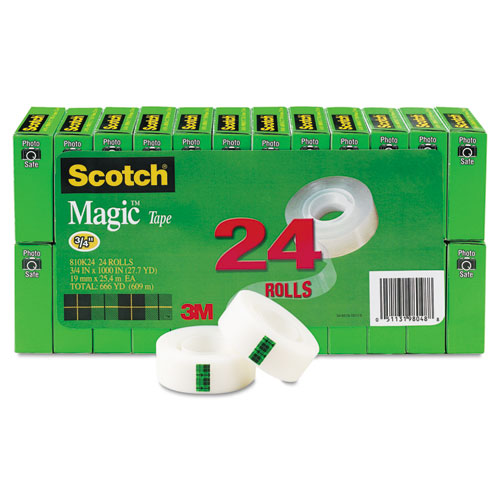 Scotch Magic Tape Value Pack, 1 Core, 0.75 x 83.33 ft, Clear, 20/Pack (MMM810K20)