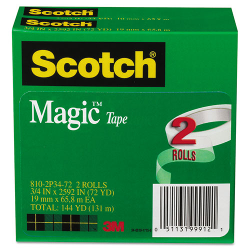Scotch® Magic Tape Refill, 3/4" x 2592", 3" Core, 2/Pack