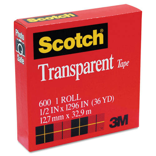 Image of Scotch® Transparent Tape, 1" Core, 0.5" X 36 Yds, Transparent