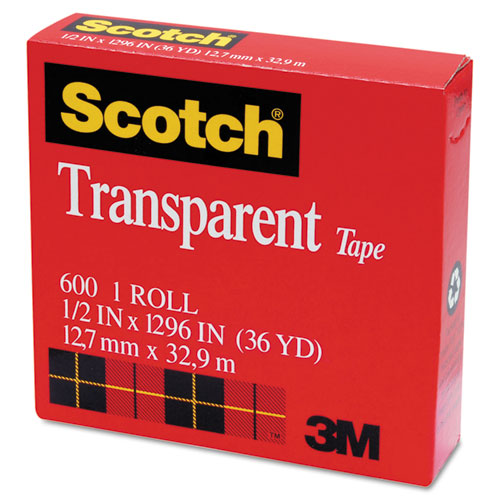 Image of Scotch® Transparent Tape, 1" Core, 0.5" X 36 Yds, Transparent