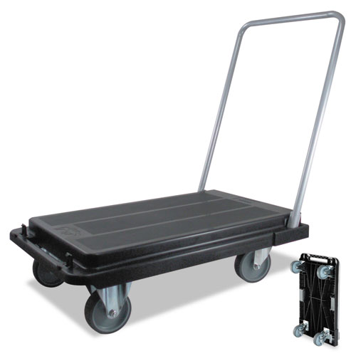deflecto® Heavy-Duty Platform Cart, 300lb Capacity, 21w x 32 1/2d x 36 3/4h, Black
