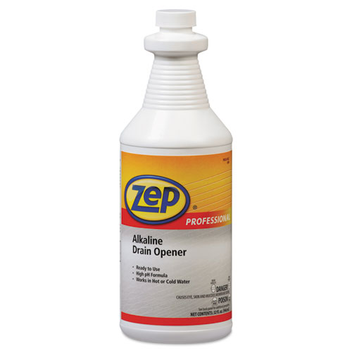 Zep Professional® Alkaline Drain Opener Quart Bottle, 12/Carton