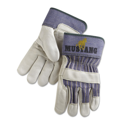 Mustang Grain-Leather-Palm Gloves, Medium