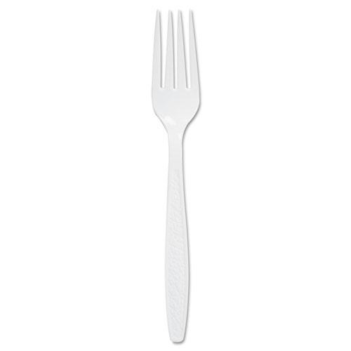 Guildware Extra Heavyweight Plastic Cutlery, Forks, White, 100/Box