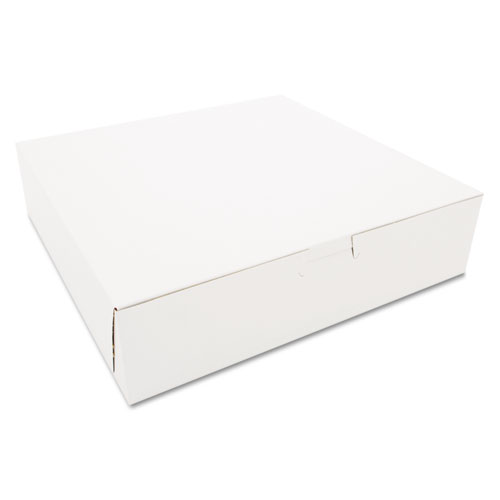 White One-Piece Non-Window Bakery Boxes, 10 x 10 x 2.5, White, Paper, 250/Carton