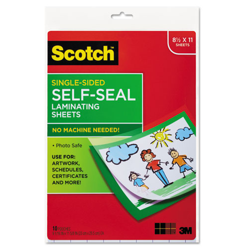 Self-Sealing Laminating Sheets, 6 mil, 9.06" x 11.63", Gloss Clear, 10/Pack | by Plexsupply