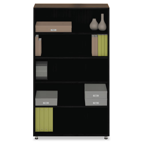 e5 Series Five-Shelf Bookcase, 36w x 15d x 62h, Raven