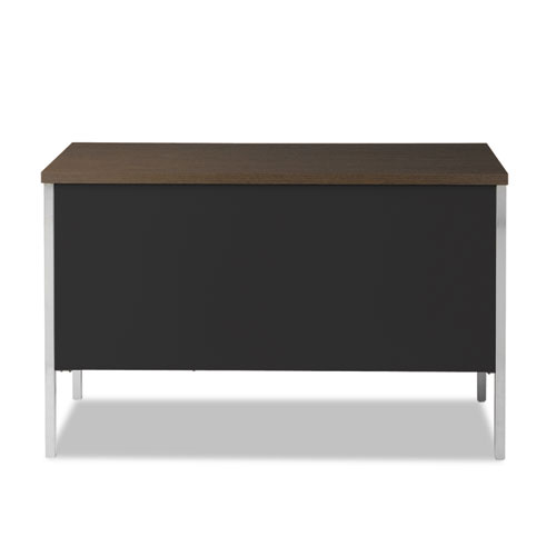 Image of Single Pedestal Steel Desk, 45.25" x 24" x 29.5", Mocha/Black