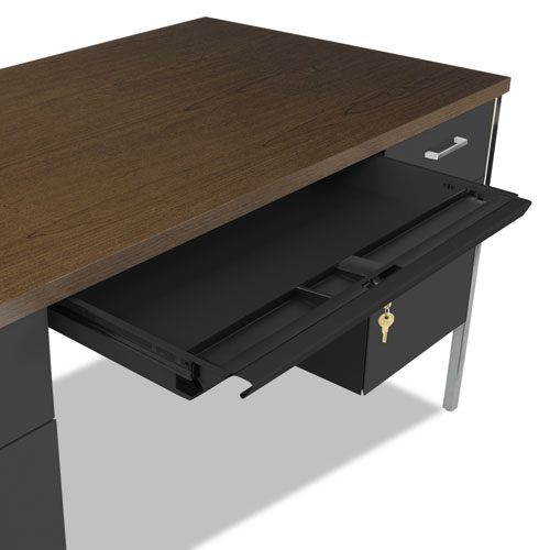 Image of Double Pedestal Steel Desk, 60" x 30" x 29.5", Mocha/Black