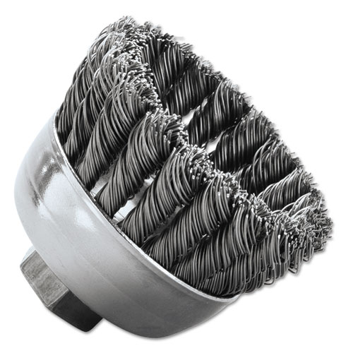 Sra-2 General-Duty Knot Wire Cup Brush, .020, Ss, 5/8-112, 3/4" Dia