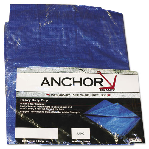 Anchor Brand® Multiple Use Tarpaulin, Polyethylene, 10 ft x 16 ft, Blue