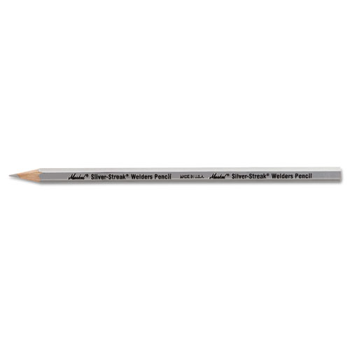 Silver-Streak Welder's Pencil, Silver Lead/Barrel, Dozen | by Plexsupply