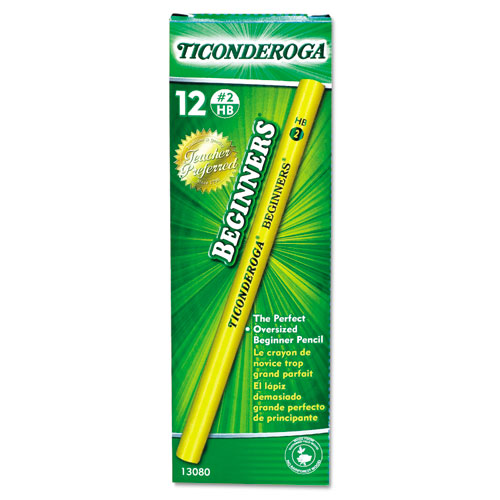 Image of Dixon® Ticonderoga Beginners Woodcase Pencil With Microban Protection, Hb (#2), Black Lead, Yellow Barrel, Dozen