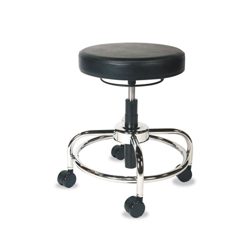 Alera HL Series Height-Adjustable Utility Stool , 24 Seat Height, Supports up to 300 lbs., Black Seat/Back, Chrome Base