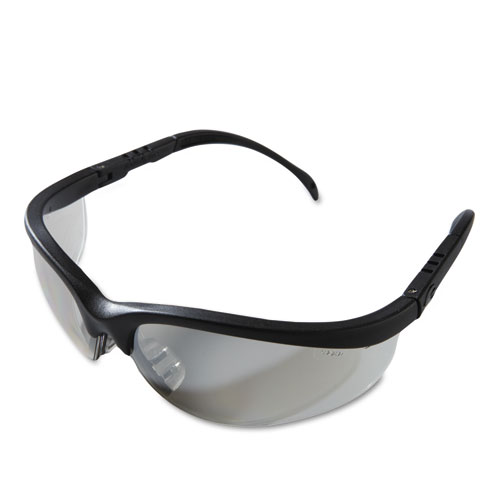 Image of Mcr™ Safety Klondike Safety Glasses, Black Matte Frame, Clear Mirror Lens, 12/Box