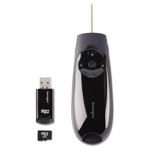 Presenter Expert Wireless Cursor Control with Green Laser and 2 GB Memory, Class 2, 150 ft Range, Black