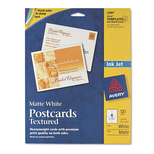 Avery® Textured Postcards, Inkjet, Heavyweight, 4 1/4 x 5 1/2, Matte