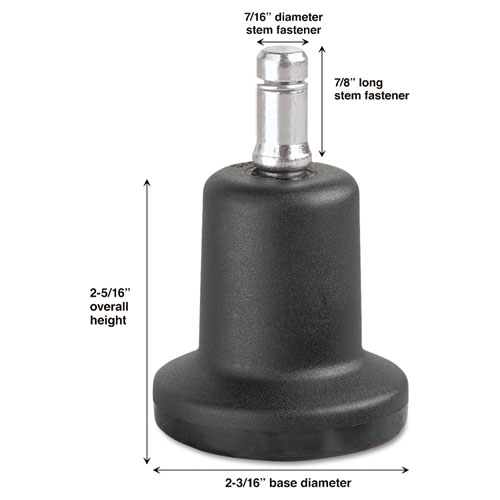 Image of Master Caster® High Profile Bell Glides, Grip Ring Type B Stem, 2.19" X 2.31" Glide, Matte Black, 5/Set