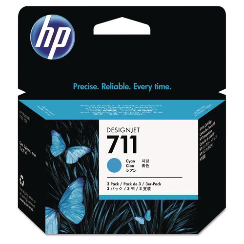 HP 711, (CZ134A) 3-Pack Cyan Original Ink Cartridges - BOSS Office