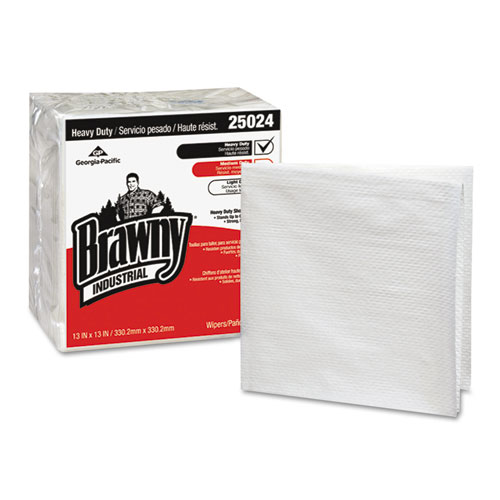 Brawny Industrial Heavy Duty Qrtrfld Shop Towels, 13x13, White 70/pk 12 Pk/ct