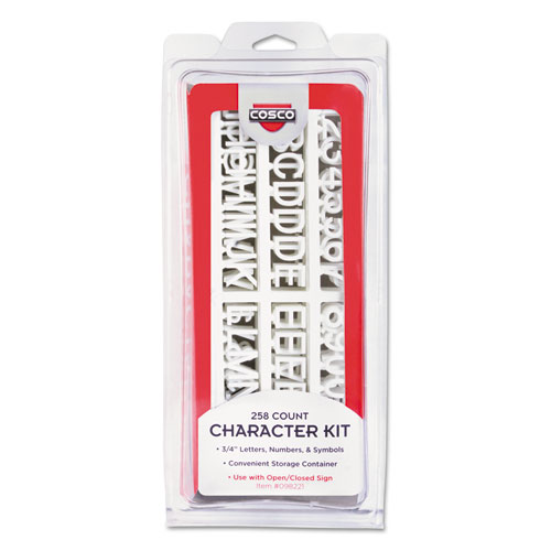 COSCO Character Kit, Letters, Numbers, Symbols, White, Helvetica, 258 Pieces