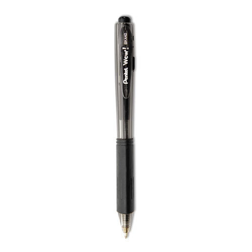 WOW! Ballpoint Pen Value Pack, Retractable, Medium 1 mm, Black Ink, Smoke/Black Barrel, 36/Pack