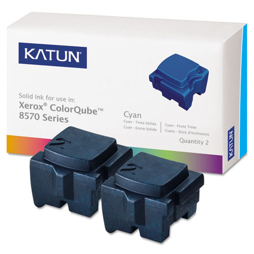 Compatible 108R00926 Solid Ink Stick, 4,400 Page-Yield, Cyan, 2/Box KAT39395