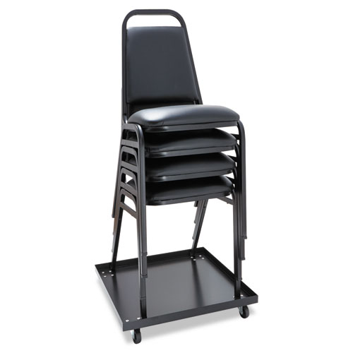 Image of Alera® Padded Steel Stacking Chair, Supports Up To 250 Lb, 18.5" Seat Height, Black Seat, Black Back, Black Base, 4/Carton