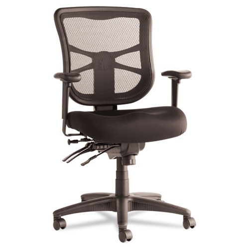 Alera® Alera Elusion Series Mesh Mid-Back Multifunction Chair, Supports Up to 275 lb, 17.7" to 21.4" Seat Height, Black