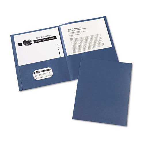 Two-Pocket Folder, 40-Sheet Capacity, Dark Blue, 25/Box