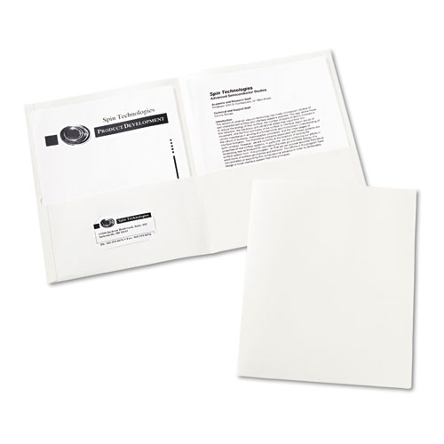 Two-Pocket Folder, 40-Sheet Capacity, White, 25/Box